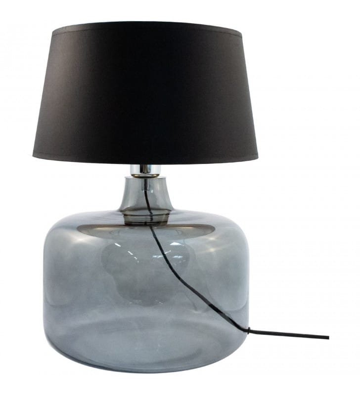 Batumi czarna lampa stołowa ze szklaną podstawą do salonu sypialni na komodę stolik nocny