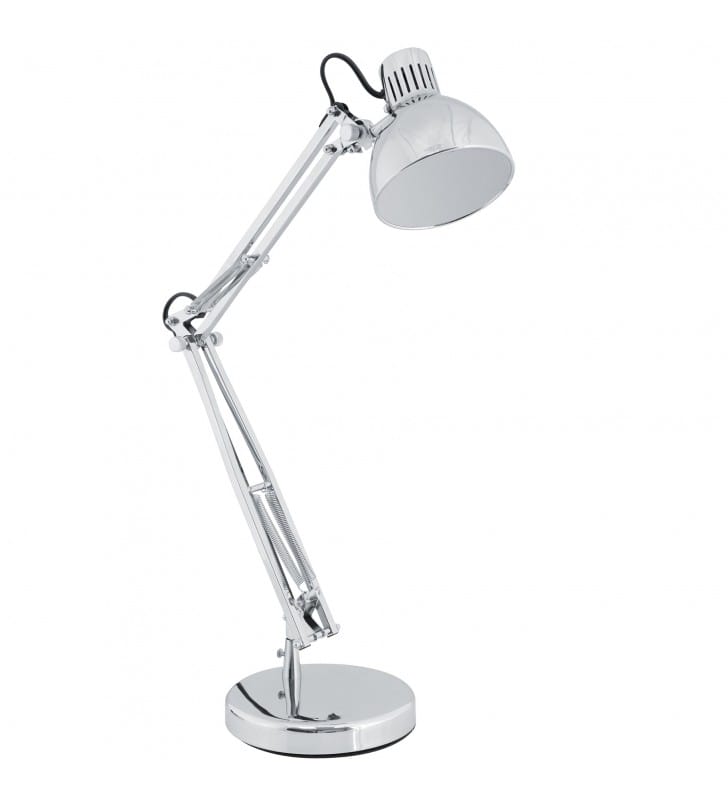 Chromowana regulowana metalowa lampka biurkowa Holger E14