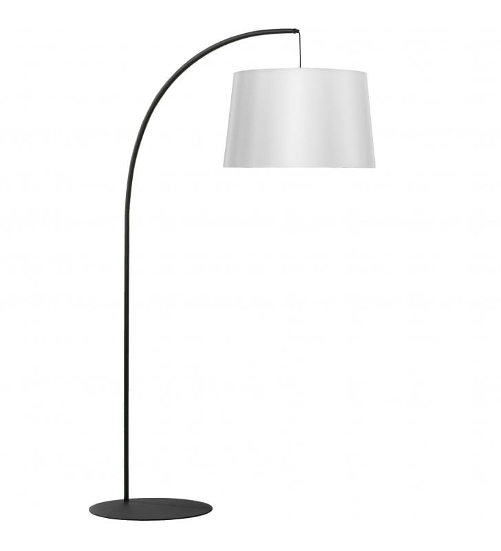 Lampa podłogowa Kalaiya czarna podstawa biały abażur wysokość 180cm do salonu sypialni jadalni