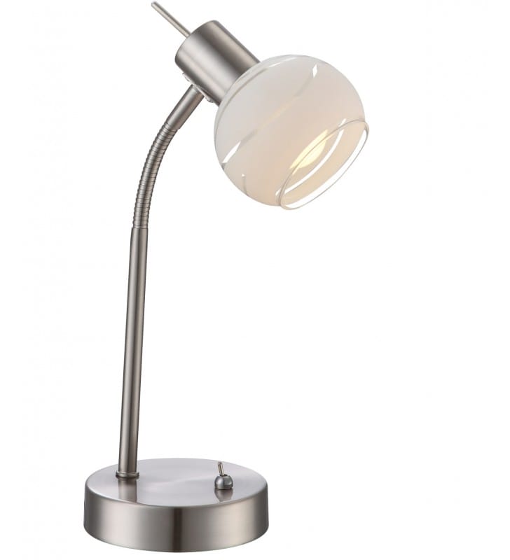 Lampa stołowa Elliott nikiel mat włącznik na lampie ramię flexo
