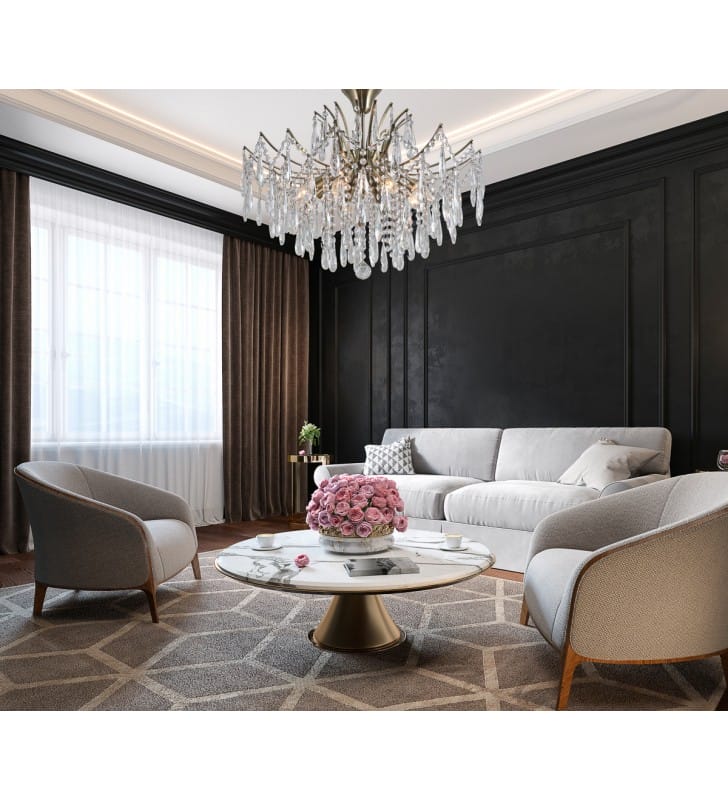 Kryształowa duża lampa sufitowa do salonu Mallola brąz antyczny elegancka stylowa Italux