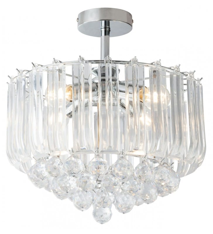 Lampa sufitowa Minnesota glamour akrylowe kryształy do sypialni salonu metal chrom