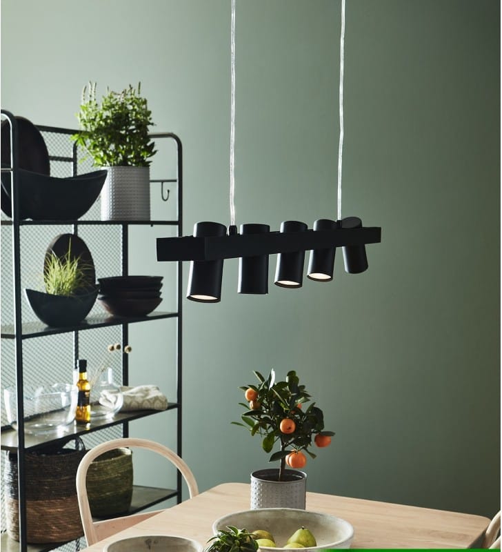 Lampa wisząca Torino czarna nad stół biurko nowoczesna pozioma z ruchomymi kloszami metal