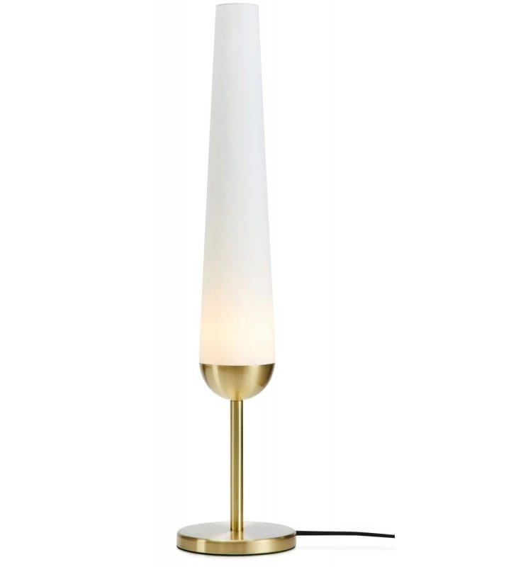 Lampa stołowa Bern mosiądz biały wysoki smukły klosz