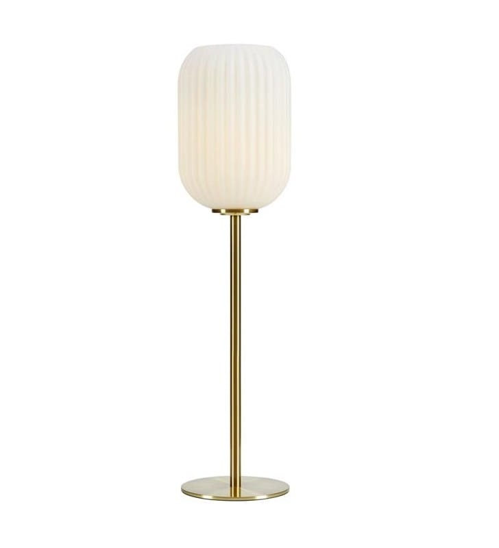Lampa stołowa z mosiężną podstawą i białym szklanym kloszem Cava 55cm