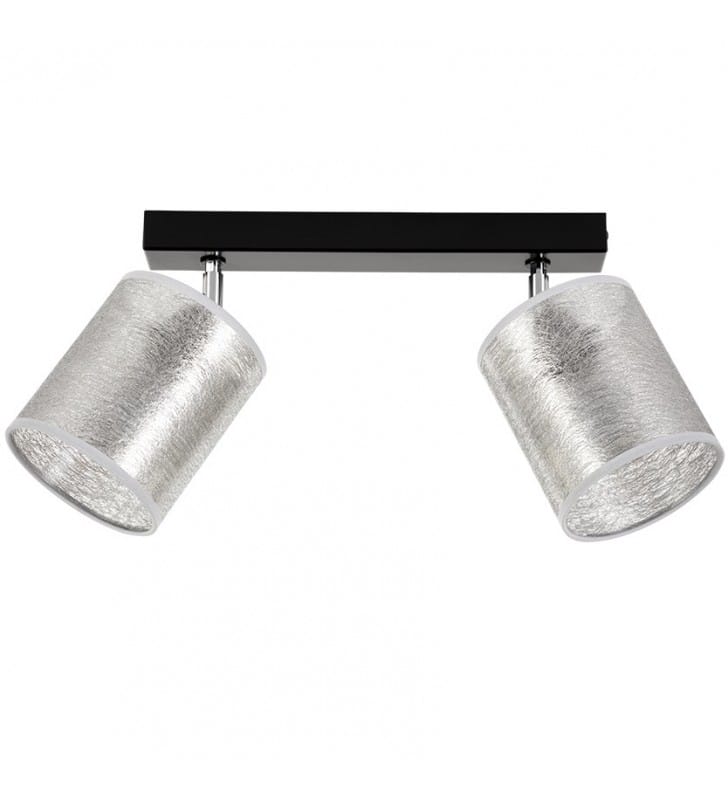 Lampa sufitowa Nevoa 2 srebrne abażury czarna metalowa podsufitka na przedpokój