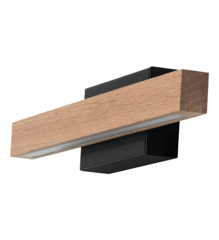 Drewniany kinkiet łazienkowy z czarnym wykończeniem Aqua Viva 40cm IP44 nad lustro