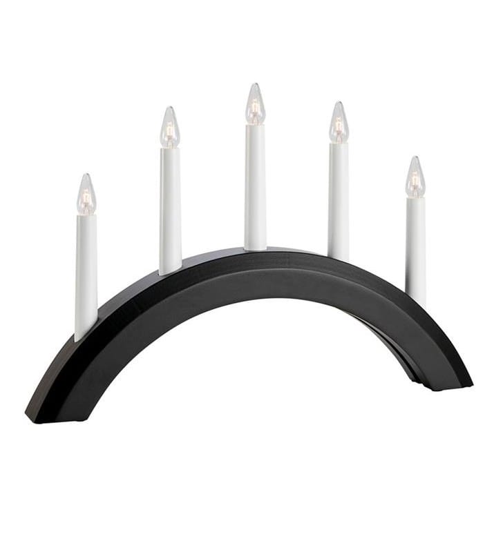 Czarny świecznik Avento 5 pkt. żarówki E10 łukowy na komodę z przewodem