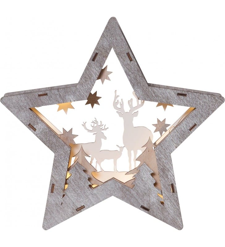 Drewniana gwiazdka świąteczna dekoracja do pozstawienia Fauna