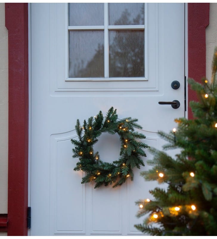 45cm zewnętrzny wieniec świąteczny na drzwi Byske z podświetleniem