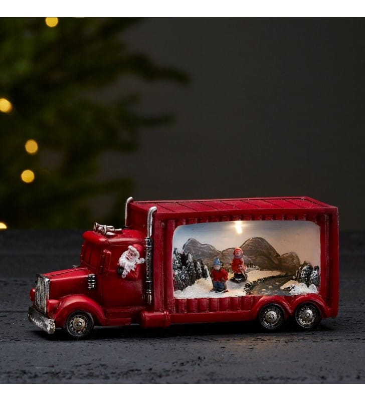 Dekoracja świąteczna do postawienia ciężarówka ze Świętym Mikołajem Merryville na baterie