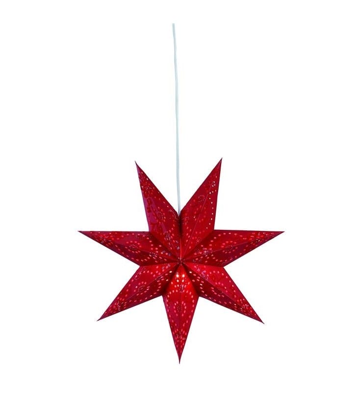 Czerwona papierowa gwiazda do powieszenia Aratorp 45cm podświetlana przewód 3,5m włącznik Markslojd
