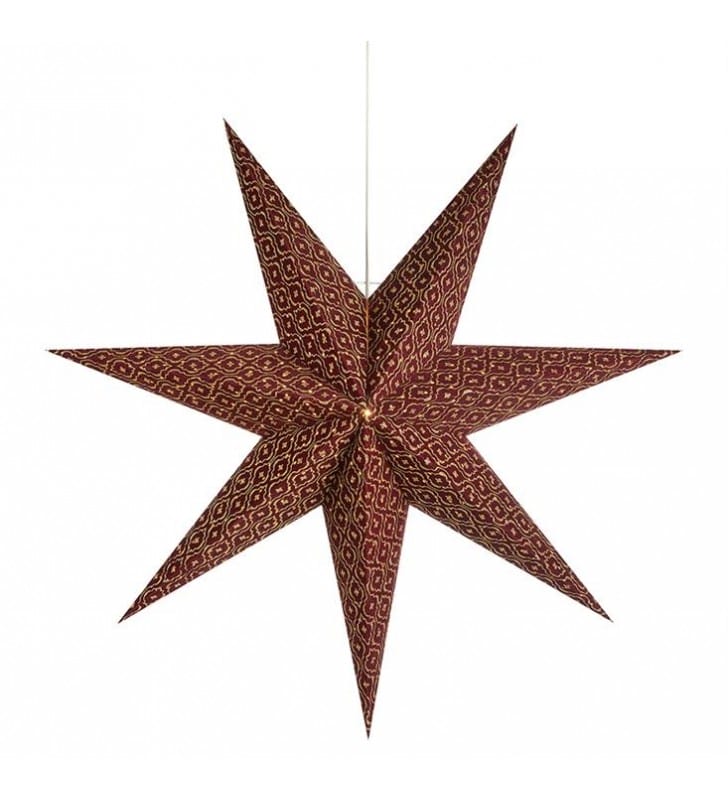 Bordowo złota wisząca gwiazda papierowa Baroque świąteczna wisząca dekoracja oświetlana