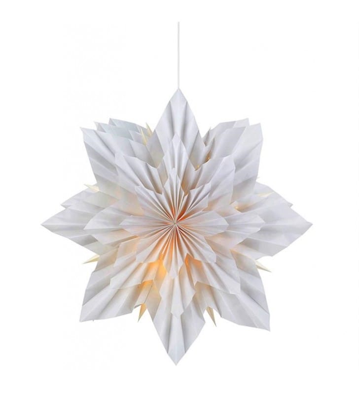 Szara gwiazda papierowa Neela wisząca dekoracja świąteczna z podświetleniem