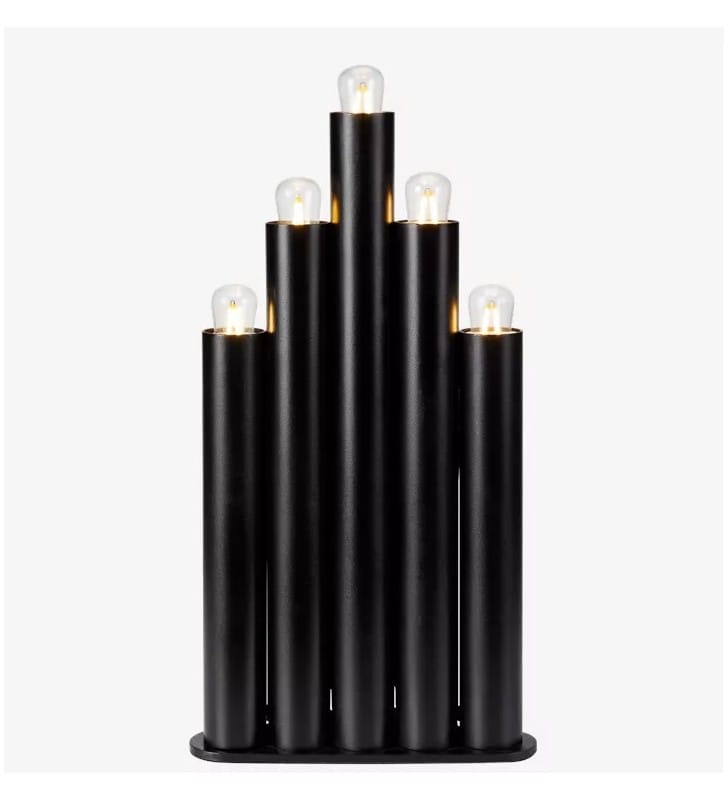 Czarny 5 pkt świecznik Organo na żarówki E14 dekoracja całoroczna do gniazdka metal