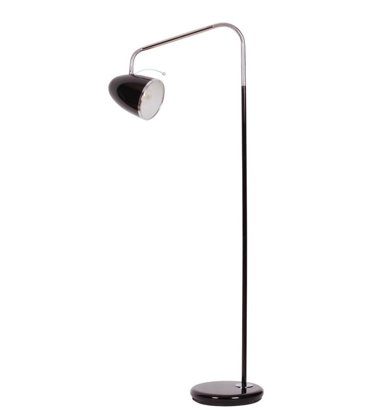 Metalowa lampa podłogowa Kajtek I czarna giętkie ramię do salonu sypialni do domowego biura
