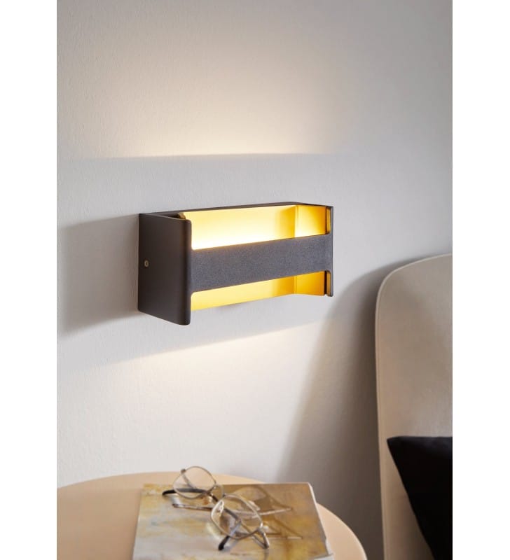 Feloniche czarno złoty nowoczesny kinkiet LED prostokątny do sypialni salonu
