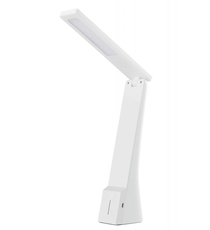 Biała lampa biurkowa La Seca LED włącznik dotykowy akumulator zmiana barwy światła