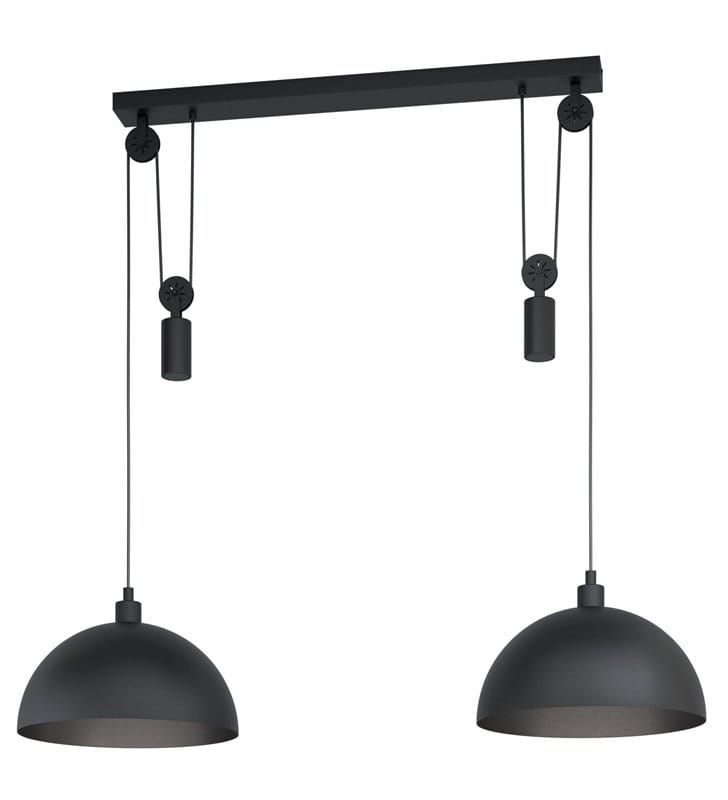 2 zwisowa lampa loftowa industrialana z regulacją wysokości Winkworth1 czarna z metalu
