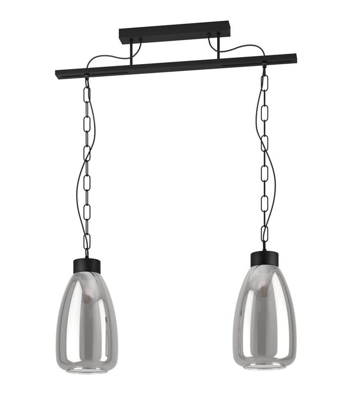 2 zwisowa industrialna lampa wisząca Brickfield szklane klosze łańcuch nad stół w jadalni do salonu kuchni