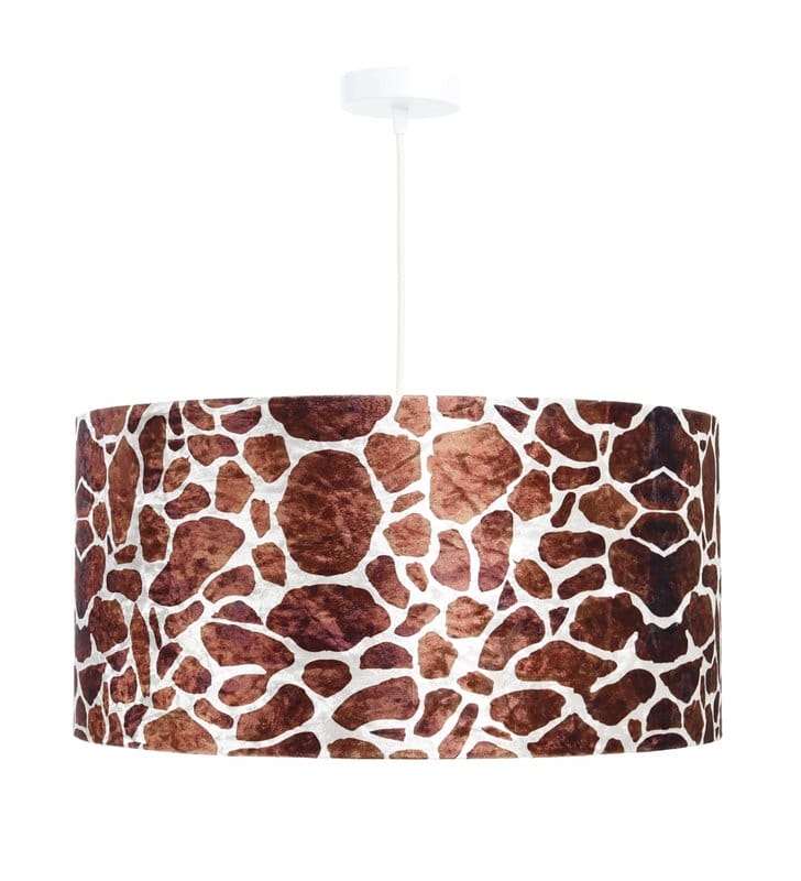 Lampa wisząca Safari1 welurowy abażur dekor zwierzęcy żyrafa 1xE27