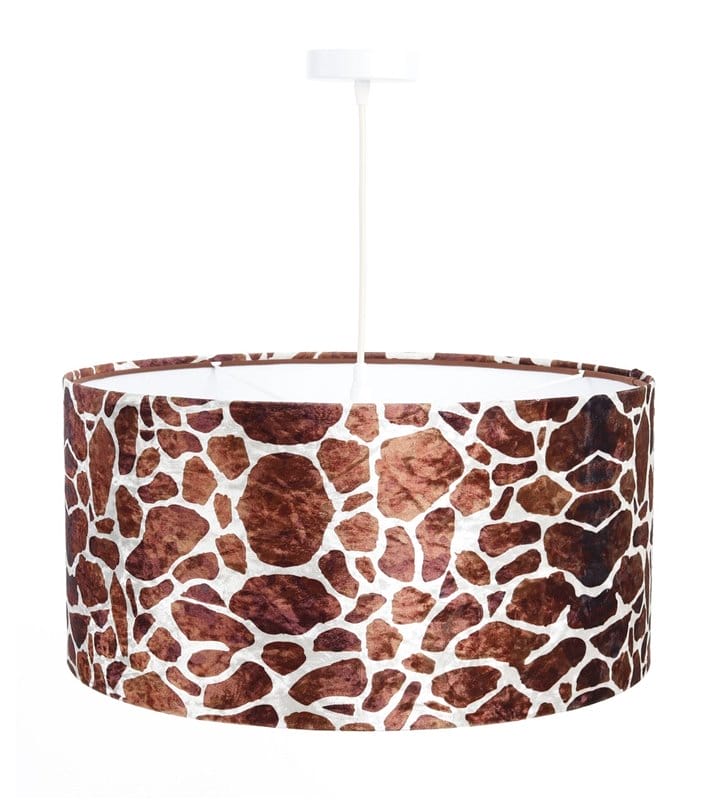 Lampa wisząca Safari1 welurowy abażur dekor zwierzęcy żyrafa 1xE27