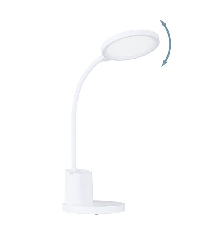 Biała lampa biurkowa Brolini LED z akumulatorem ściemniacz zmiana barwy