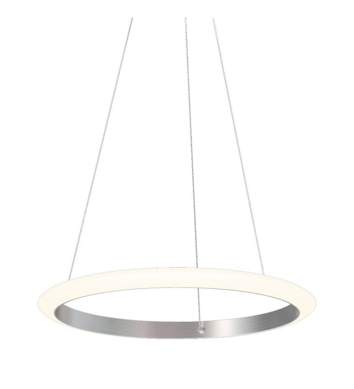 Lampa wisząca obręcz w kolorze aluminium Newa LED na zewnątrz klosza 50cm
