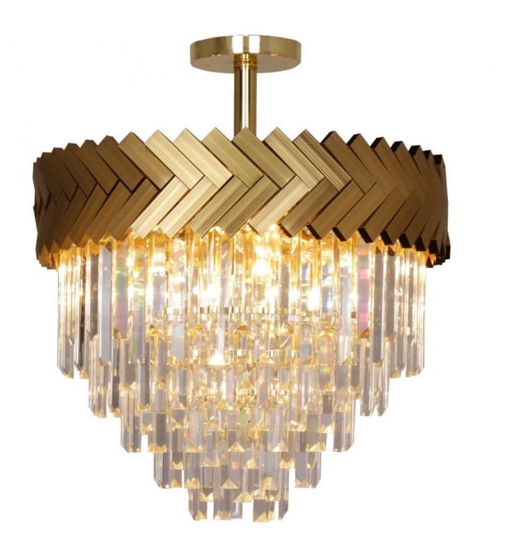 Kryształowa złota lampa sufitowa do sypialni Lyon do wnętrz klasycznych i nowoczesnych