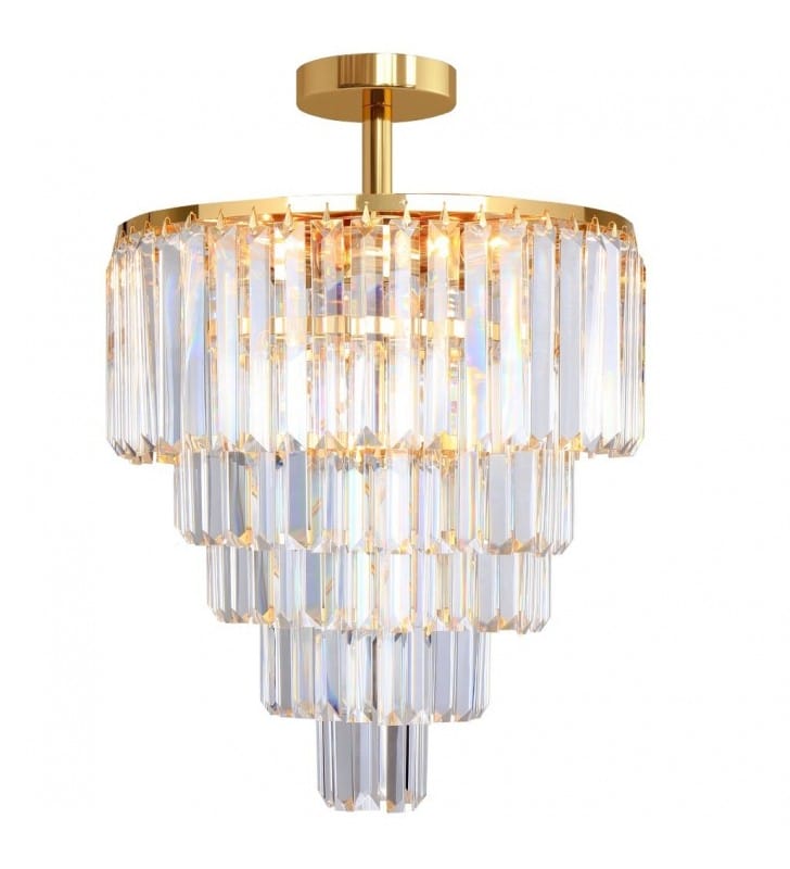 50cm złota kaskadowa lampa sufitowa z kryształami Amedeo do sypialni salonu kuchni jadalni