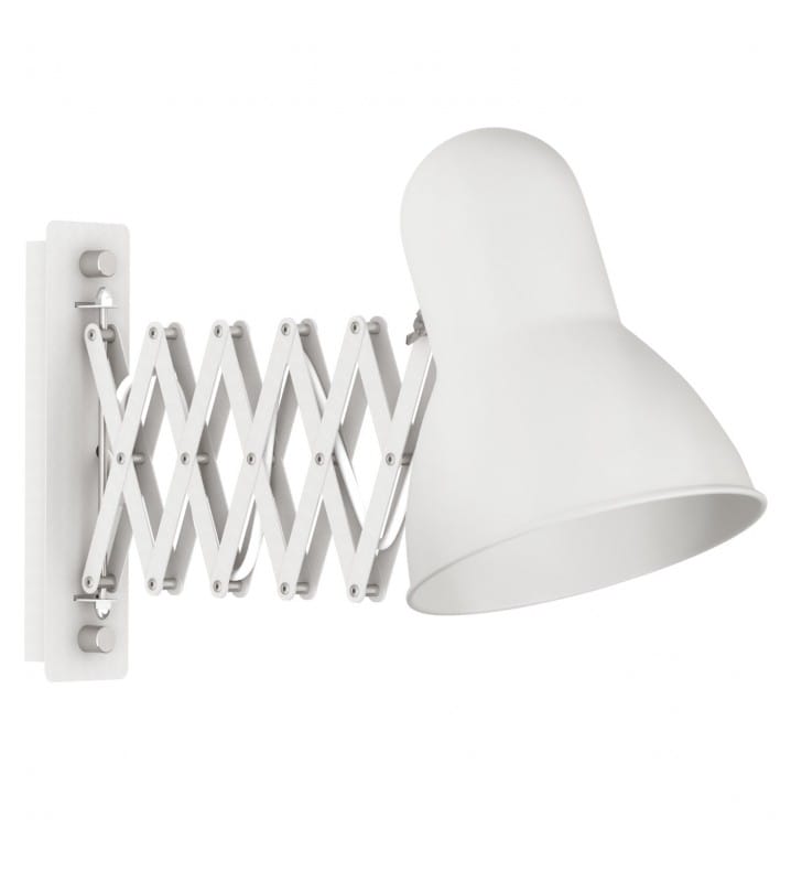 Kinkiet Harmony biały z harmonijkowym ramieniem z regulowaną głębokością włącznik na lampie
