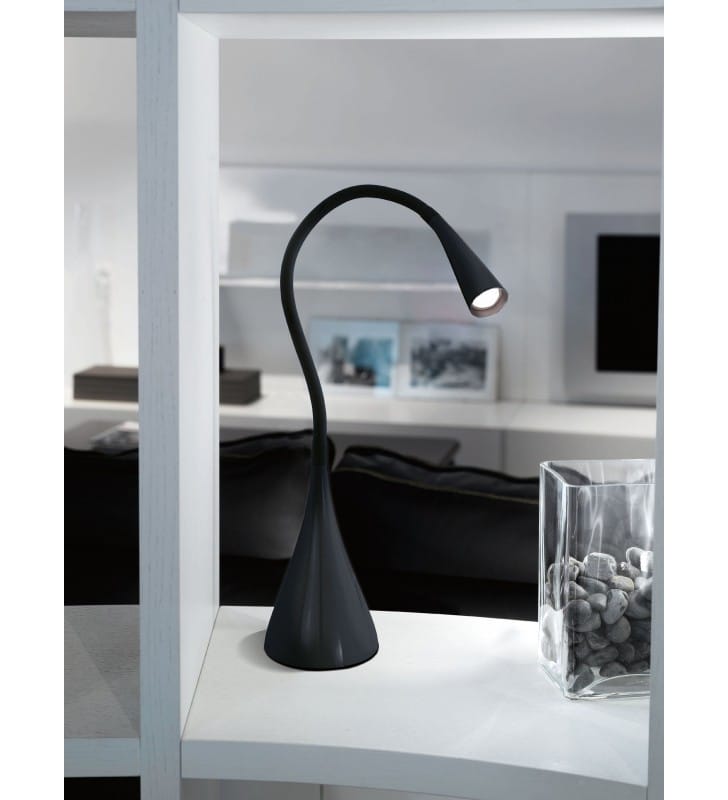 Snapora nowoczesna czarna lampka biurkowa LEDowa z giętkim ramieniem