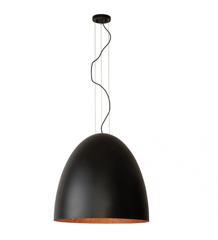 Długa duża czarno miedziana nowoczesna lampa Egg do wysokich pomieszczeń 7xE27