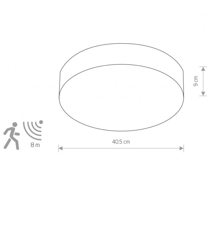 Grafitowy plafon z czujnikiem ruchu Arena Sensor 40cm metalowy na przedpokój 3xE14