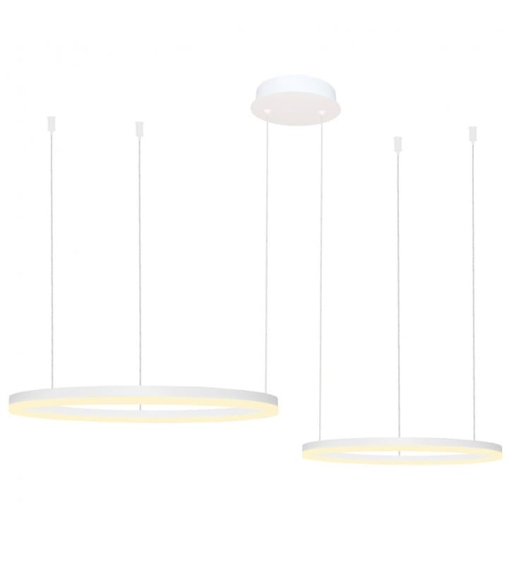 Lampa wisząca Halo LED z pilotem biała do salonu 2 metalowe pierścienie 3000-6000K do salonu Azzardo