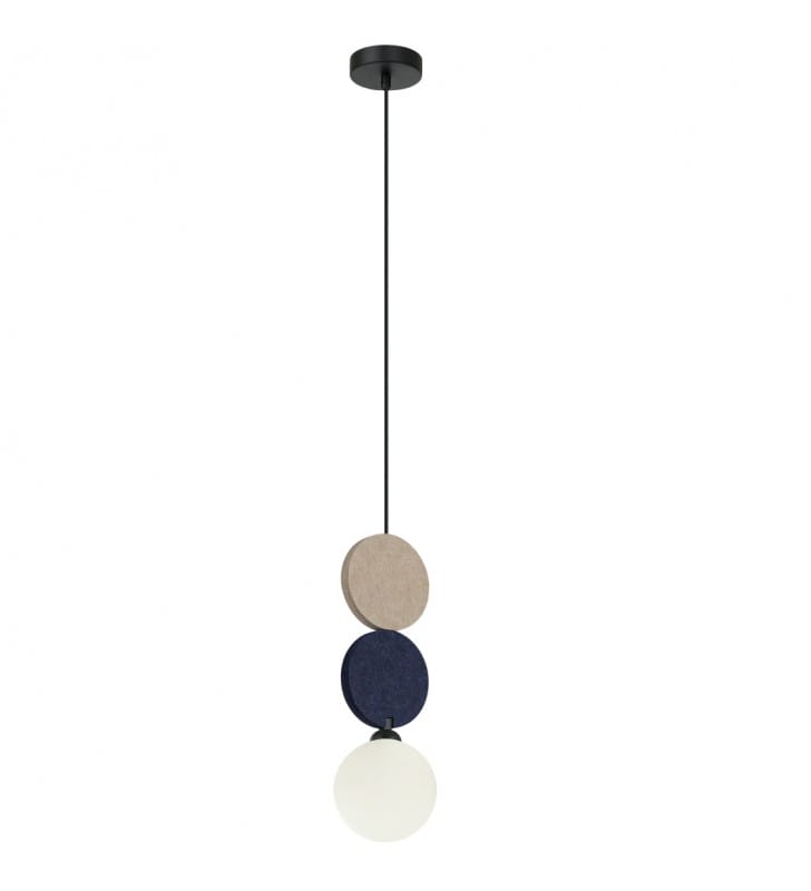 Lampa wisząca Andrea szklana kula dekoracje z filcu styl new retro