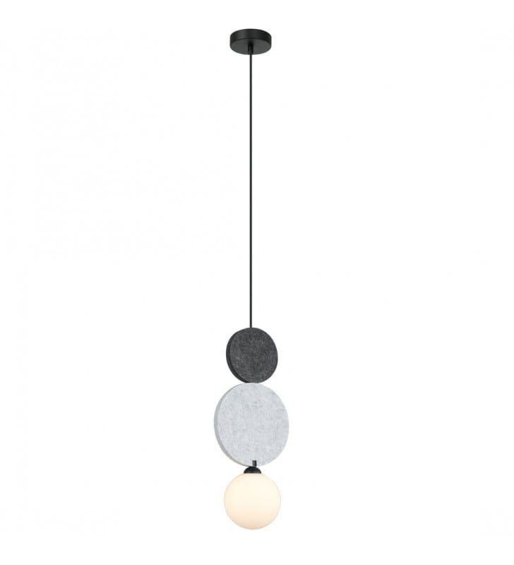 Czarno szara pojedyncza lampa wisząca Andrea szklana kula styl new retro