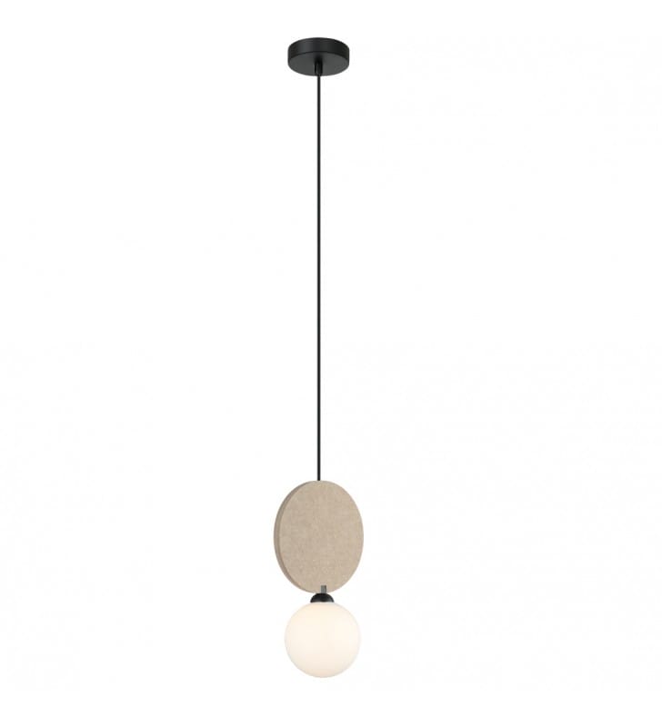 Szklana lampa wisząca z filcem Andrea czarno beżowa klosz kula new retro